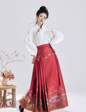 【 潇湘幻夜 】Weaving Gold Imitation Makeup Flower Mamian Skirt New Chinese Daily Hanfu