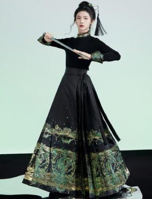 【 商周 】Woven Gold Imitation Makeup Flower Mamian Dress Ancient Chinese Hanfu New Chinese Long Skirt
