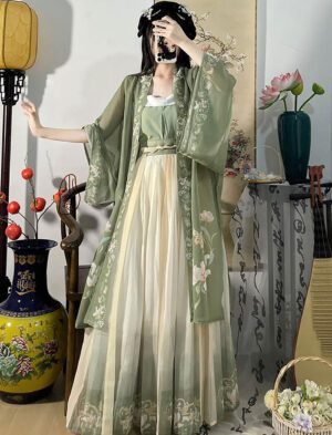【 绿箩 】Hanfu Printed Long Ganji Flared Pleated Skirt Song Dynasty