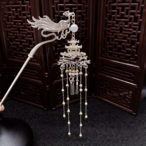 New Chinese Phoenix Tassel Hairpin Ancient Style Hair Accessories Advanced Sense Of Hairpin Step Rock Headdress