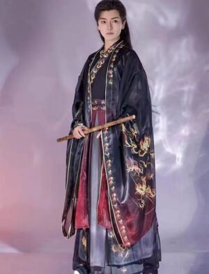 【 火焰玉令 】Weijin Style Hanfu Cross Collar Waisted Large Sleeves Top Ancient Costume