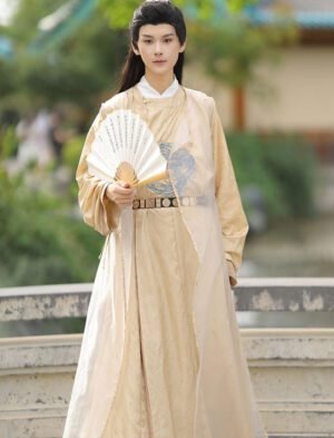 【 千里江山 】Chinese Style Tang System Taoist Robe Ming System Modified Ancient Round Neck Robe Hanfu