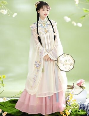【 仙台 】Ming System Cross-Collar Cloud Shoulder Hanfu Spring And Summer Embroidery Ancient Costume Fairy Retro