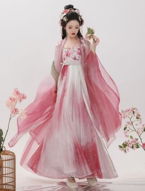 【 拽妃 】Tang Dynasty Hanfu Wrap Dress With Embroidered Long Sleeves