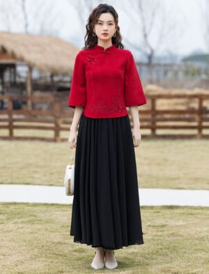 【 心安向远 】Chinese Retro Button Top Improved Cheongsam Suit