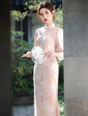 【 舒音里 】Gilded Silver Beaded Satin Qipao
